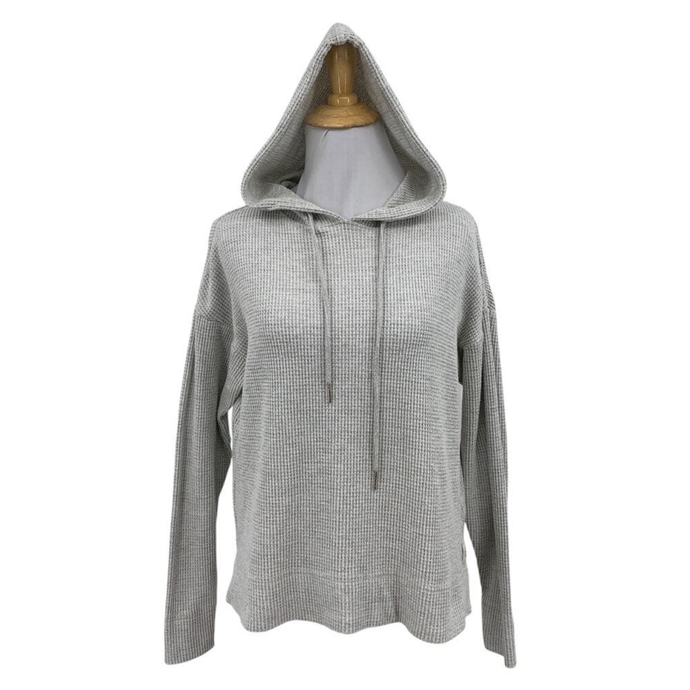 Straight Down Hoodie Womens S Small Ash Waffle Knit Stretch Drawstring Pullover